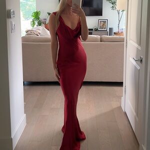 Reformation Red Cowl Neck Maxi Dress